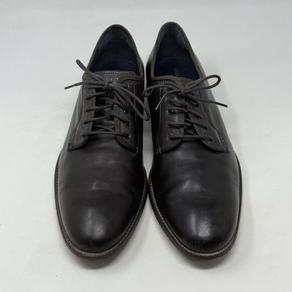Cole Haan Grand Warner Shoes Mens 9.5 Gray Leather Classic Oxford Derby Dress - Picture 7 of 16